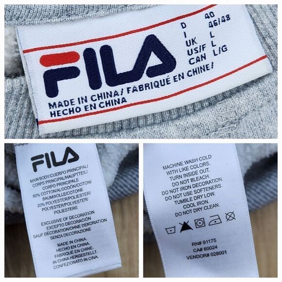 🩵Fila Michele Gray Heather Crew Neck Fleece Sweatshirt Large - Picture 10 of 10